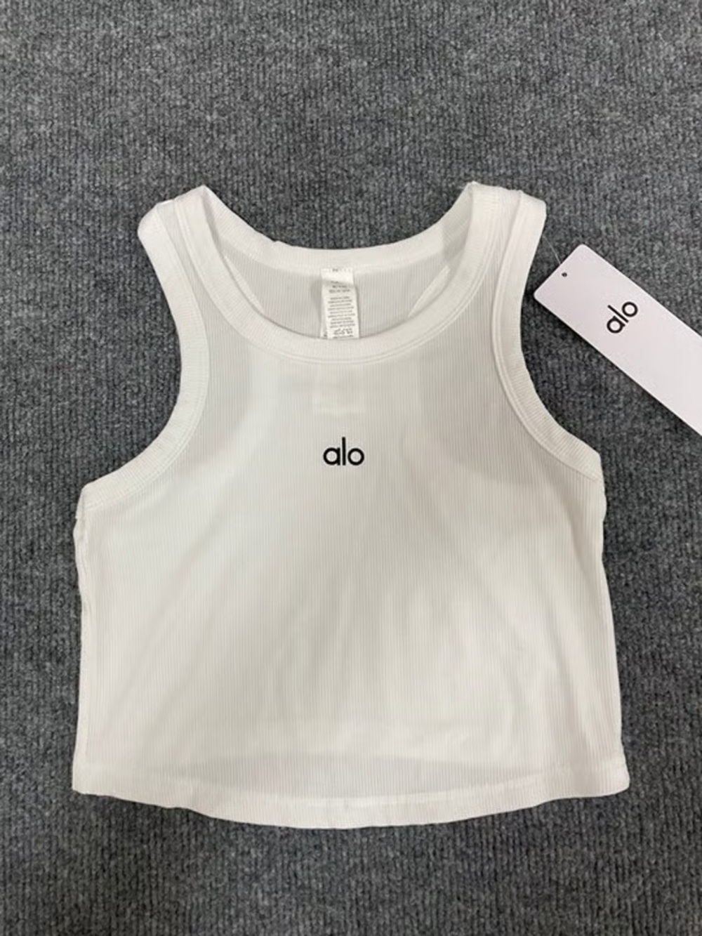 ALO Yoga White Ribbed Tank Top - Picture 1 of 1